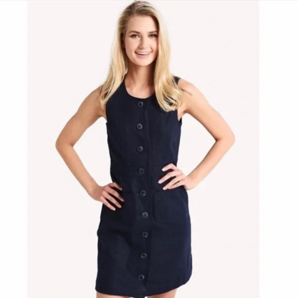 Brand New Tory Burch Navy Linen Shift Dress - Size 6